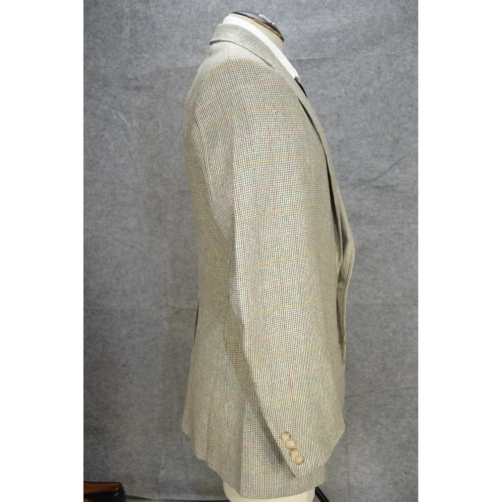 VTG Polo‎ Ralph Lauren Blazer Mens 41L Gray Windowpane Check Made USA Sport Coat